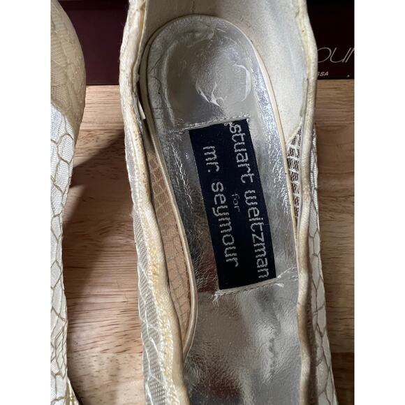 NEW Stuart Weitzman for Mr Seymour Bridal Heels White Lace Size 6.5 JL - Picture 7 of 12